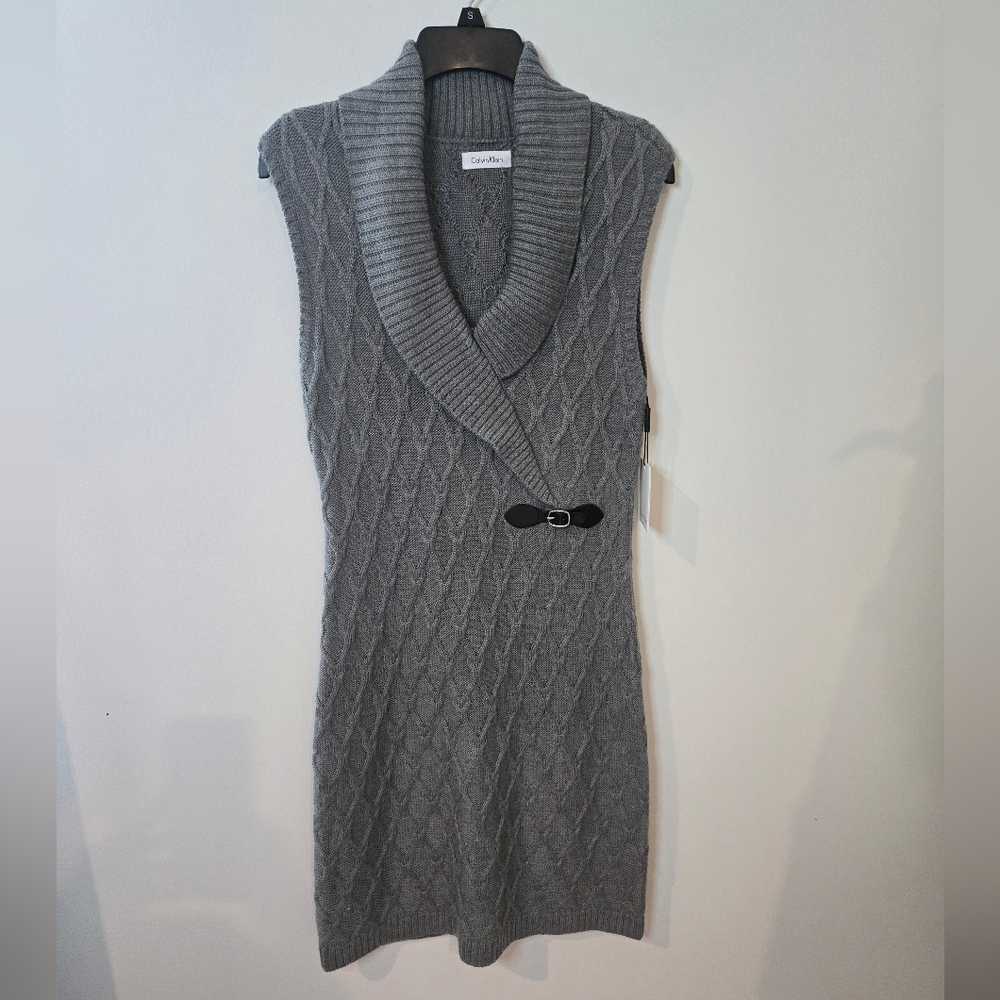 Calvin Klein Sleeveless Sweater Dress Gray Size Large